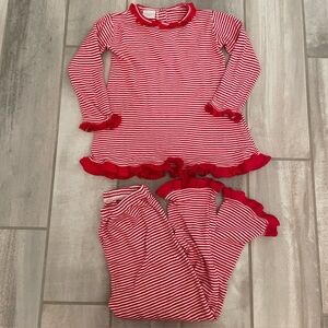 Squiggles by Charlie Red White Stripe Ruffle 2 Piece Long Sleeve Pants Set 6x/7